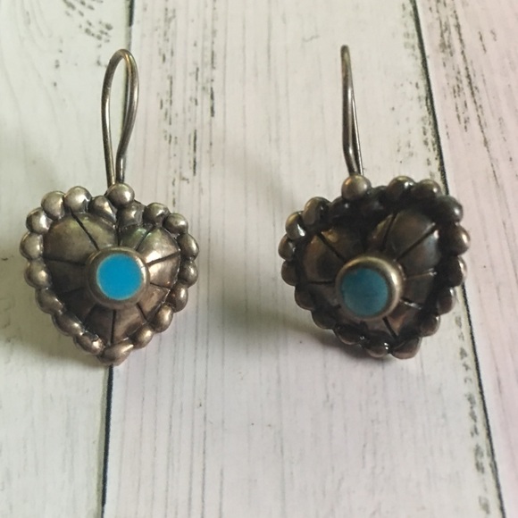 ❤️ Vintage NF Sterling Silver Turquoise Earrings - Picture 1 of 3